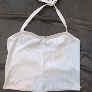 White Halter Crop Top
